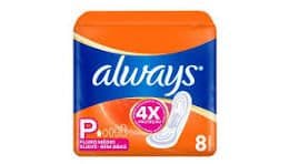 Absorvente Always Fluxo Medio Suave sem Abas c/ 8 Unid.