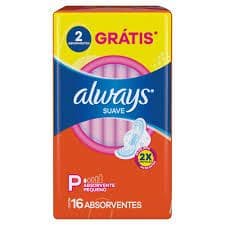 Absorvente Always Suave c/Abas Fluxo Medio c/ 16 Unid.